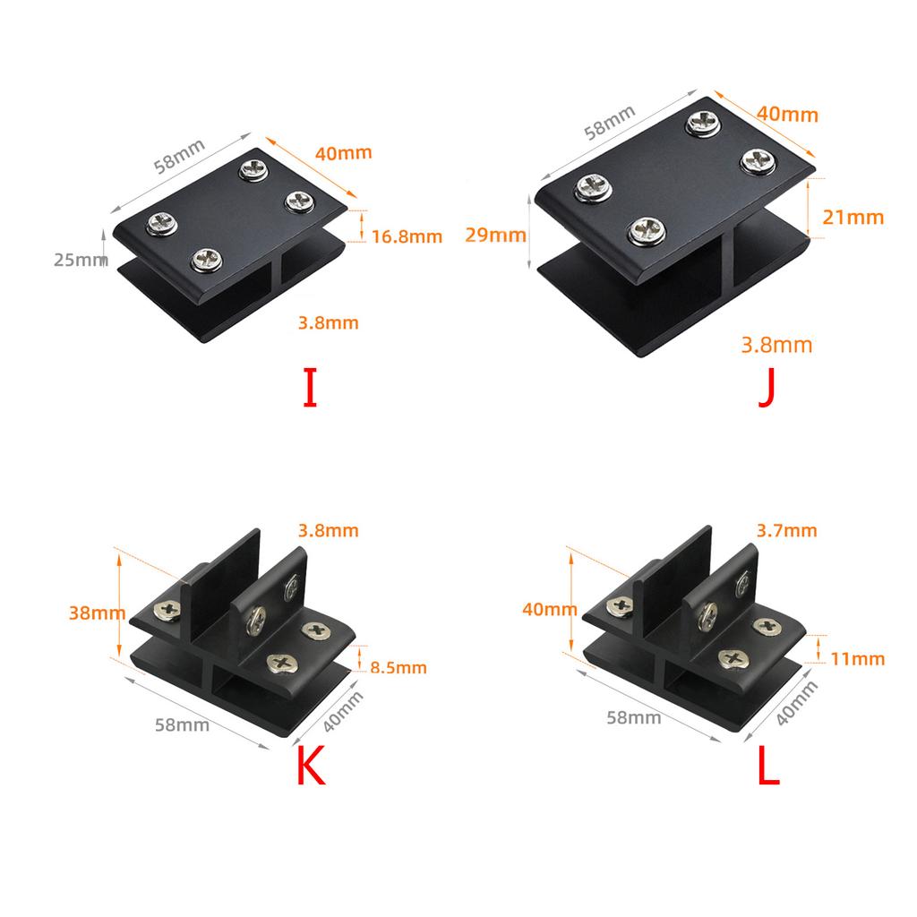 L/T/Cross Type Glass Fixing Clip Wood/Glass Bracket Connectors Aluminum Alloy Fixed Glass Clamp Furniture Hardware