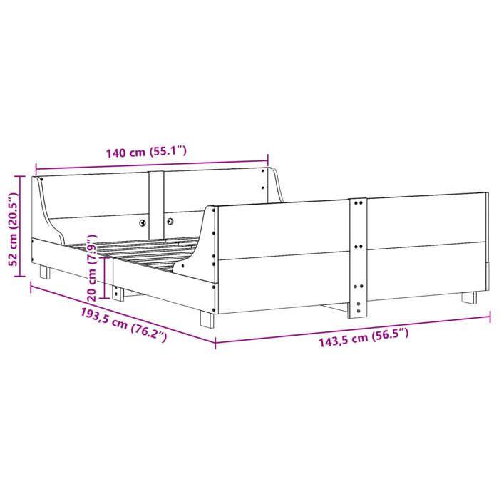 VidaXL Bed Frame with Headboard Wax Brown 140x190cm Pine Wood, Bed, Bedroom Furniture, Wooden Bed, Bed 3302287