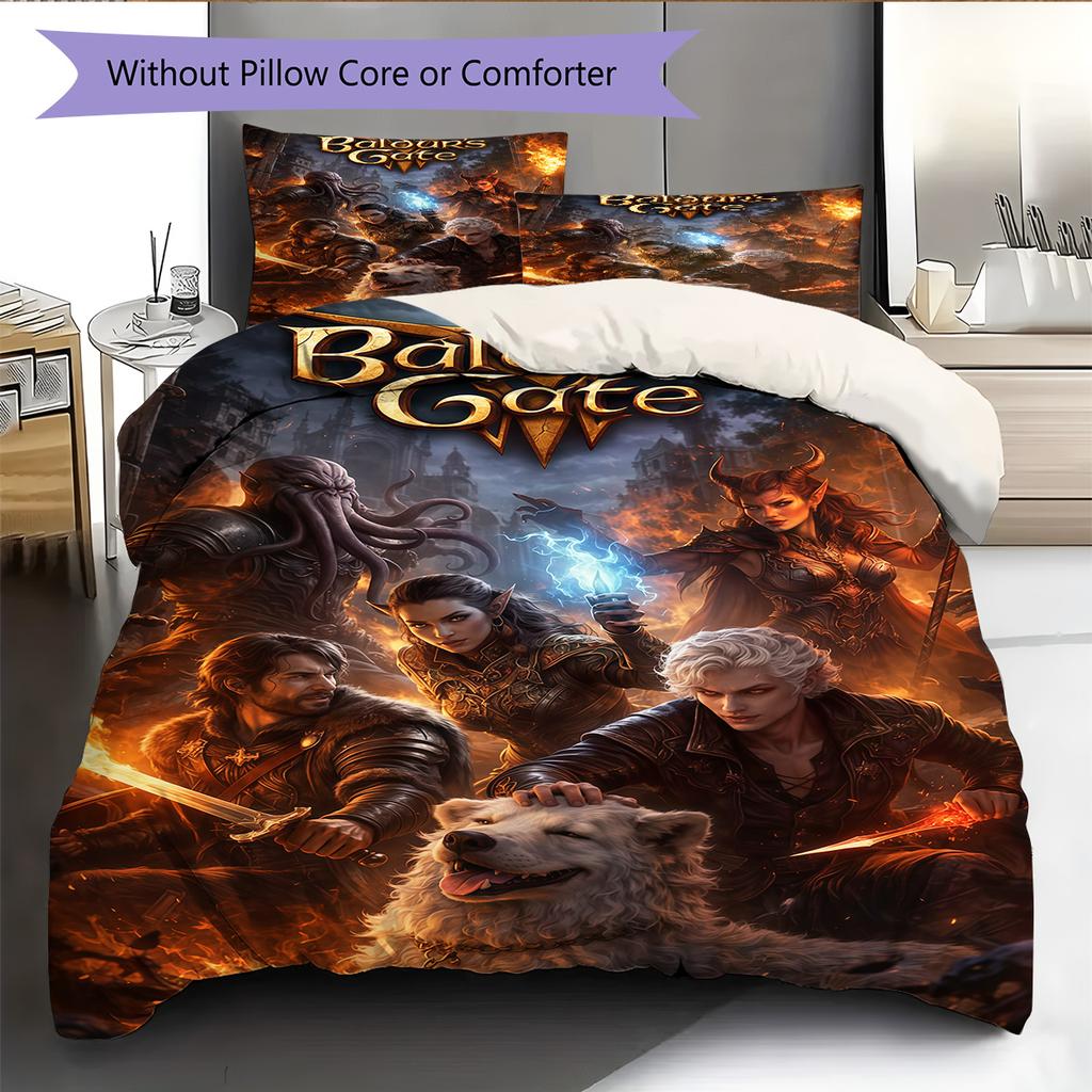 Baldur's Gate Set Copripiumino Trapuntato Federe Decorazione per la Casa Regalo di Compleanno (1 * copripiumino + 2 * federa, senza nucleo)