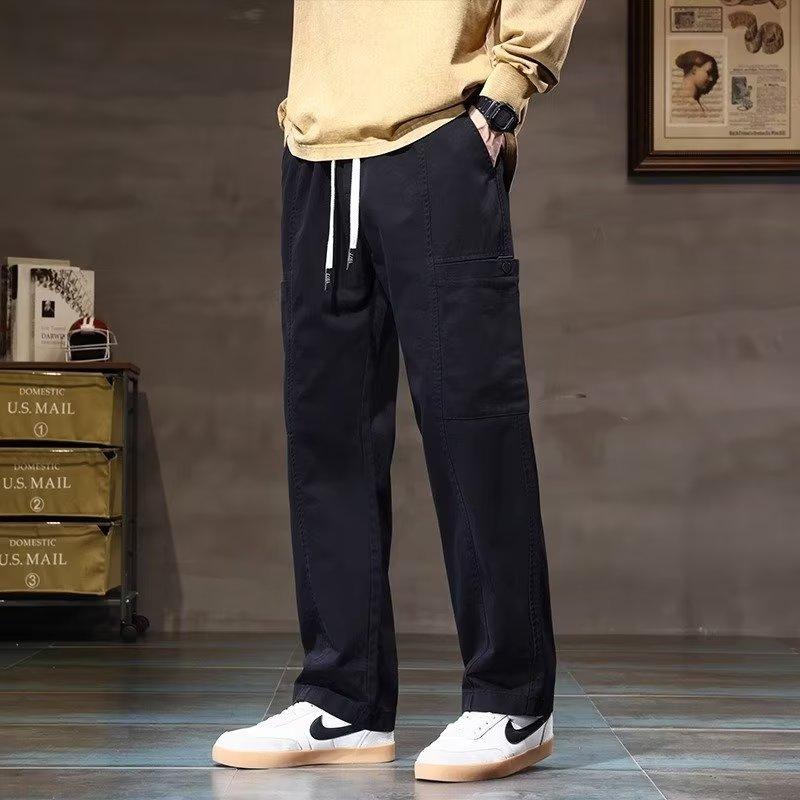 Overalls Summer New Splicing Pockets Men's Straight Loose Large Size Casual Trousers
