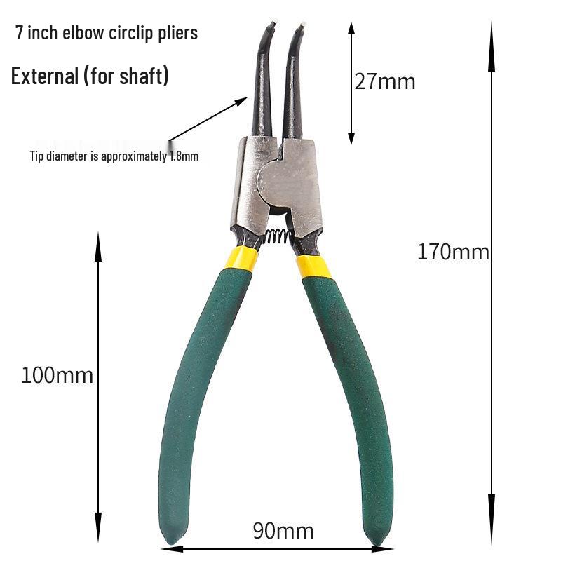 

7-Inch Circlip and Snap Ring Pliers for External/Internal Rings and Bent Nose Springs