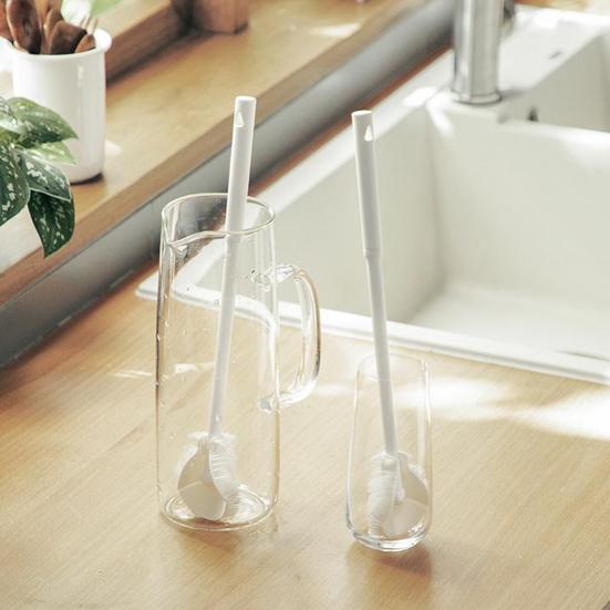 5Pcs 360 Degree Flexible Silicone Bottle Brush with Long Handle Soft Bristle Cup Brush 360 Degree Rotating Cleaning Brush