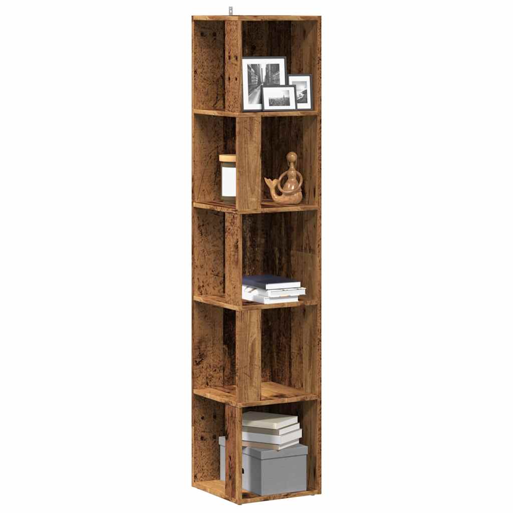 Corner Shelf Reclaimed Wood Look 33x33x165 Cm Engineered Wood