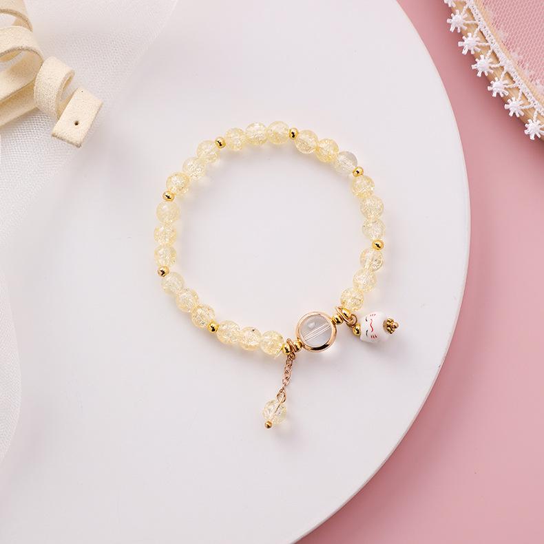 b100 2026 New Summer Simple Ceramic Sweet Transparent Lucky Cat Star Bracelet Fashion Women Beach Fashion Trend Daily Jewelry