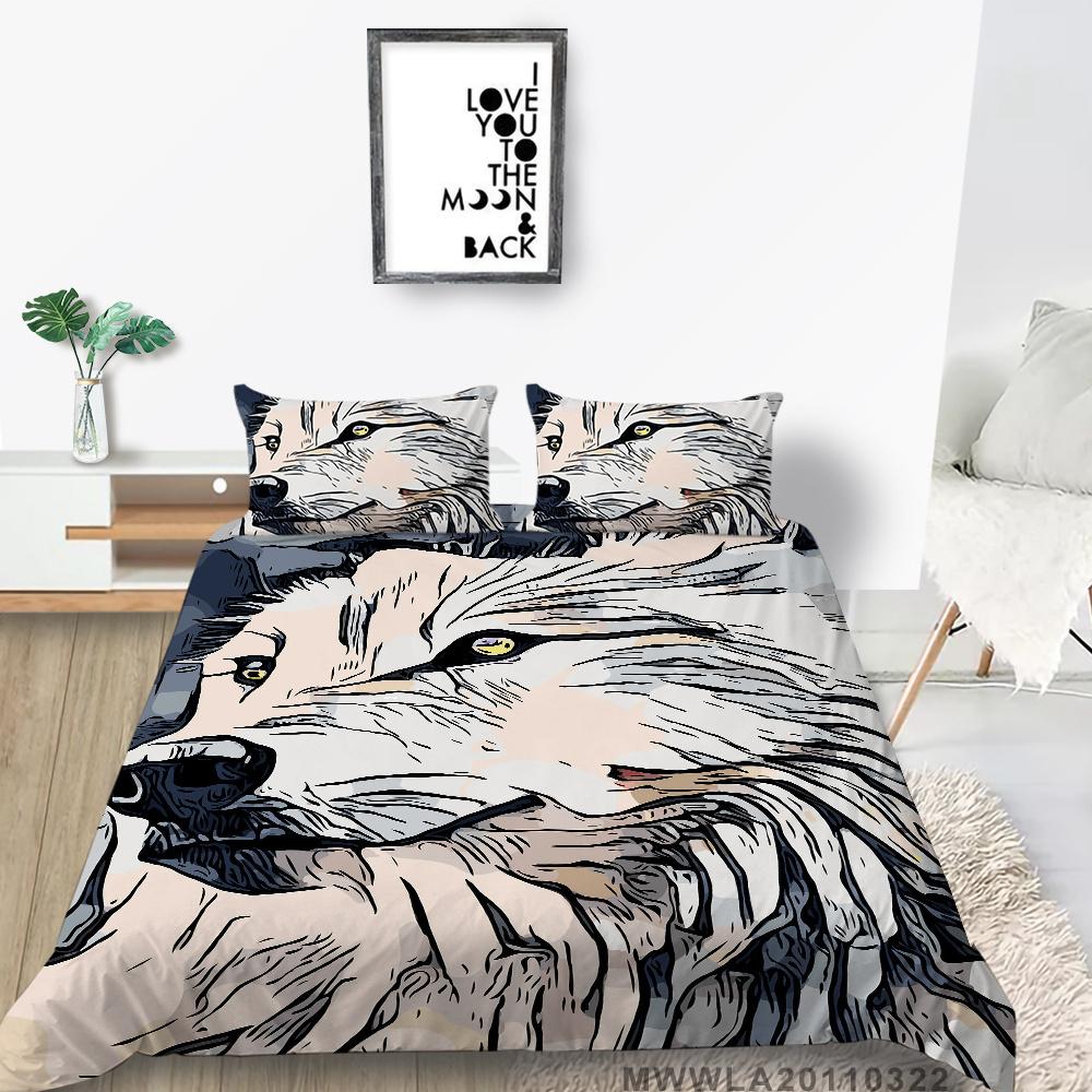 2023 New Style Unique Design Bedding Cover Suit Fashionable Decorative Wolf Printed Home Textiles Queen King Size Bedding