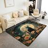Black Crow Living Room Rugs Halloween Decoration Decorative Carpet for Kids Teens Adult Sugar Skull Skeleton Bones Area Rug