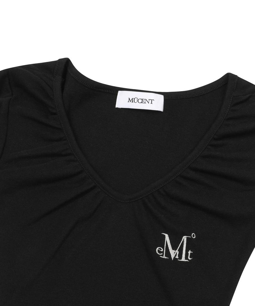 Mucent Maubert V-Neck Shirred Short Sleeve T-Shirt (4 Colors)