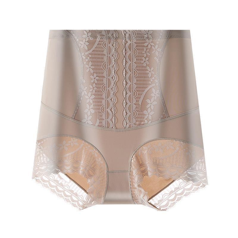 High Waist Lace Antibacterial Tummy Control Breathable Cotton Shapewear Briefs
