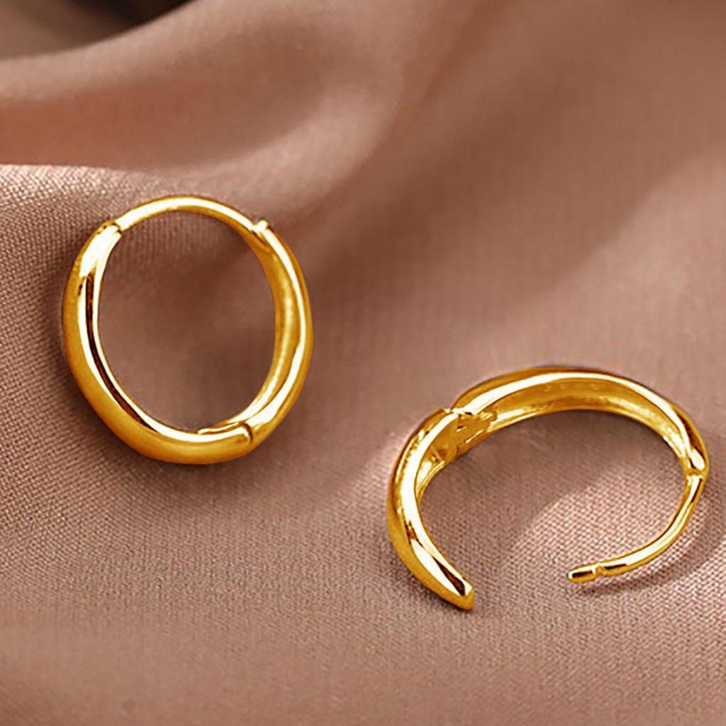 Glossy Round Metal Stud Earrings & Ear Cuffs for Women - European & American Fashion