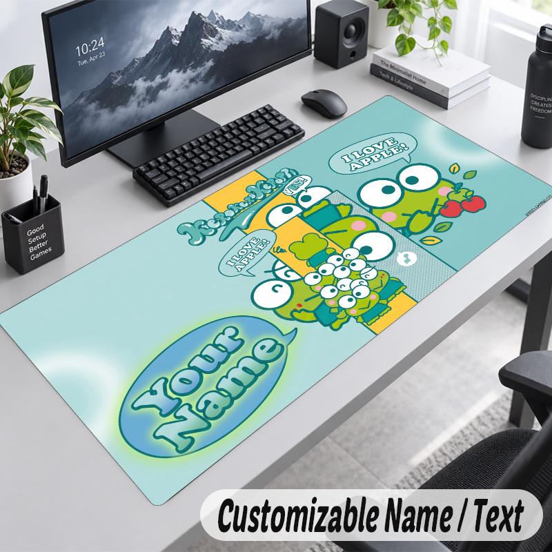 Keroppi Personalized Large Mouse Pad Custom Name Text Extended Desk Mat Gaming Mousepad