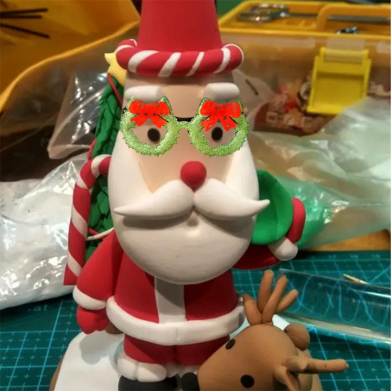Christmas Decorations,Christmas Glasses for Children,Christmas Ornaments 2024,Santa Claus,Snowman Antlers Glasses Frames