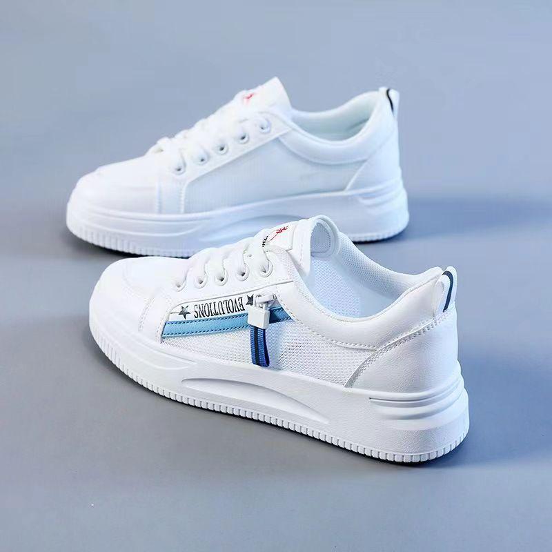 

Летние сетчатые туфли женские белые туфли женские весенне-летние новые универсальные студенческие плоские дышащие сетчатые кроссовки с вырезом 35