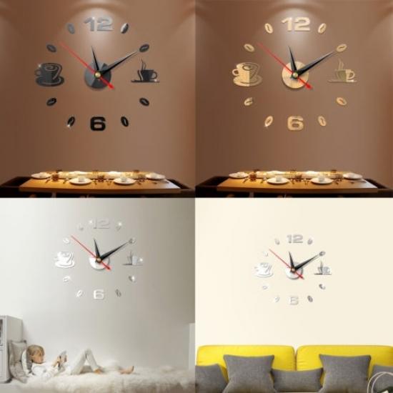Buy Large Number Wall Clock 3D Mirror Sticker Modern Home Office Decor