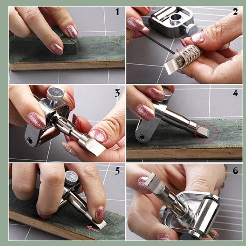 Kompakter rotierender Klingenschärfer Hohe Zuverlässigkeit Stahlkonstruktion Messerschärfgestell Ständer Lederbearbeitungswerkzeug