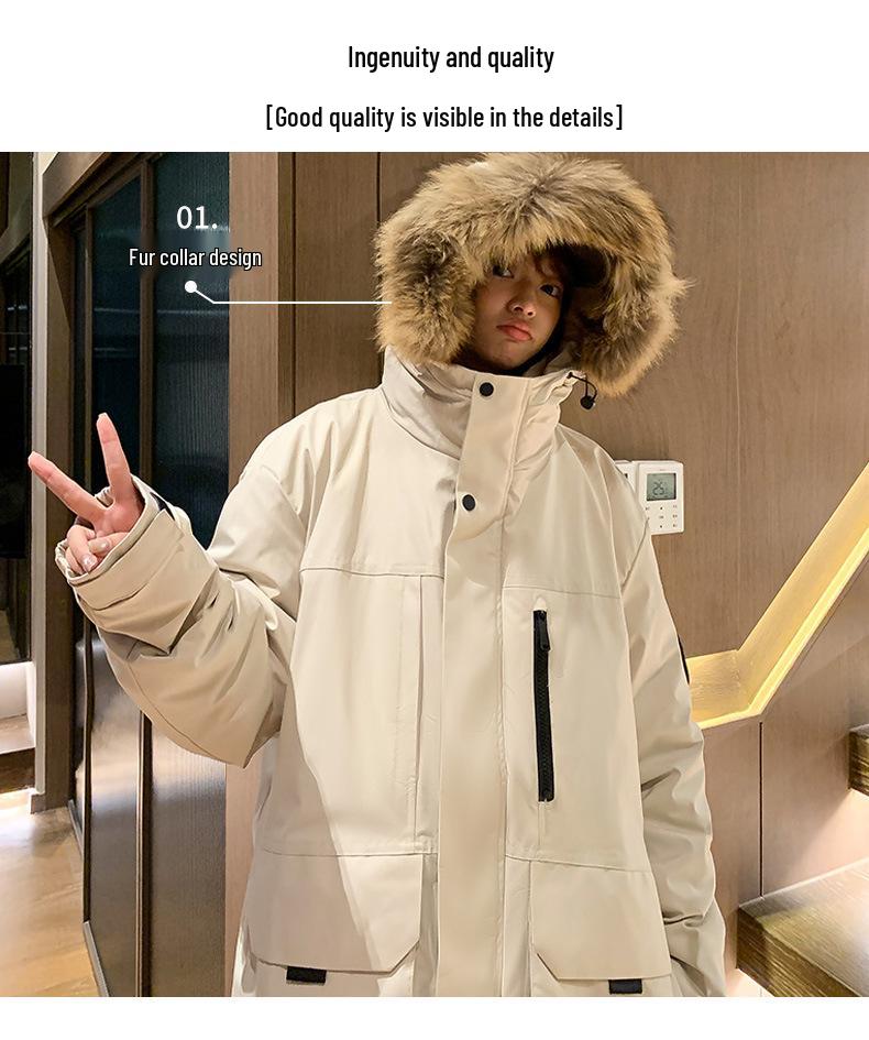 2025 Winter New Couple's Hooded White Duck Down Jacket - Men's Thick, Warm, Loose, Plus Size Outerwear