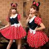 Elegante Costume Sexy da Donna Adulta con Personaggio Minnie Mouse a Pois per Halloween