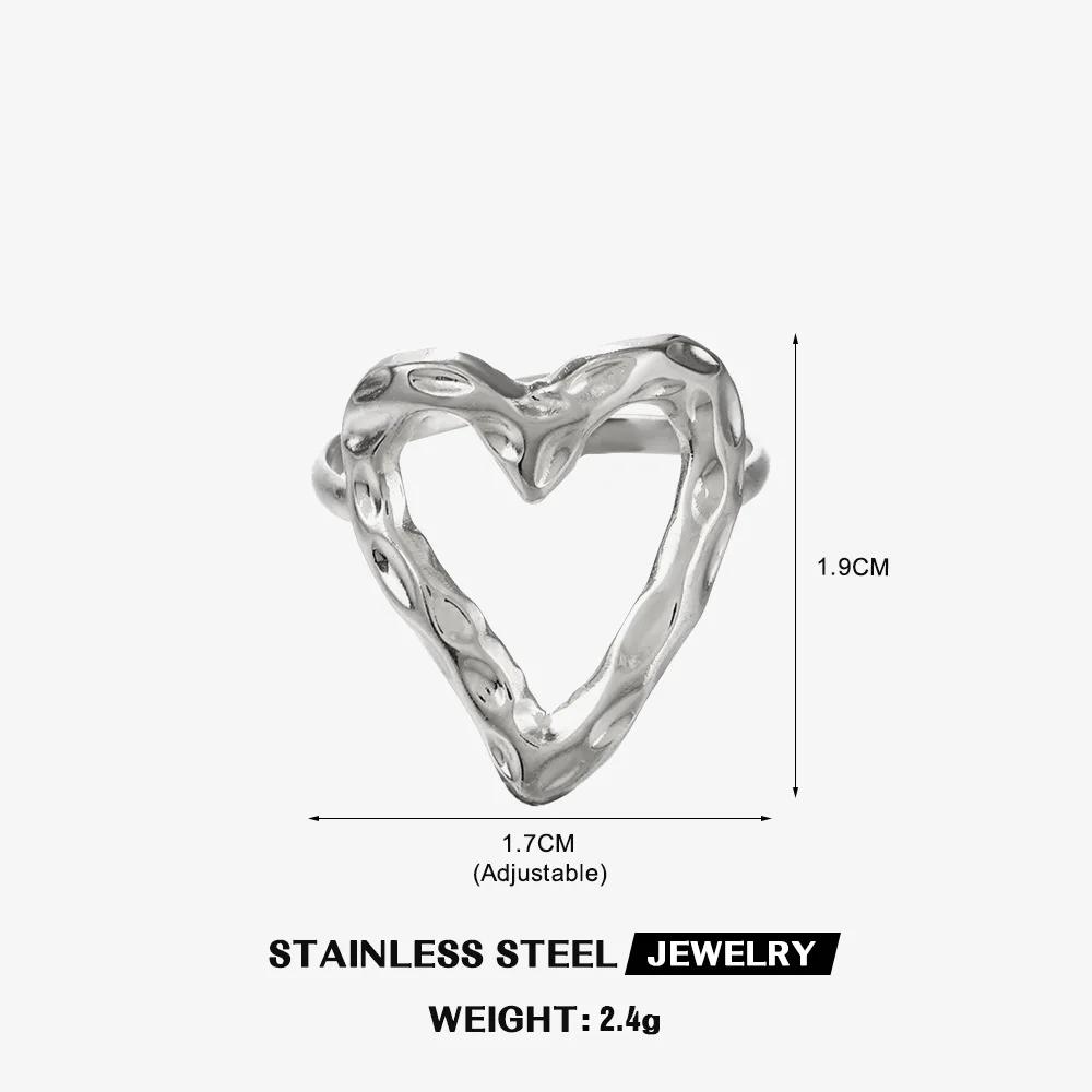 

1 шт. Кольцо в форме сердца из нержавеющей стали для женщин, нерегулируемое, золотого цвета, с открытием, модная бижутерия для вечеринок для девушек, водонепроницаемое
