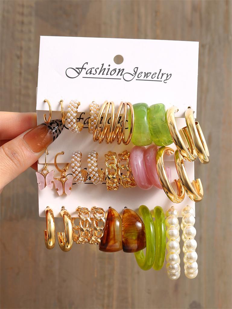 Metal Earrings Set Wholesale Trendy Colorful Butterfly Vintage Earring Set For Women Elegant Heart Dangle Wedding Party Jewelry