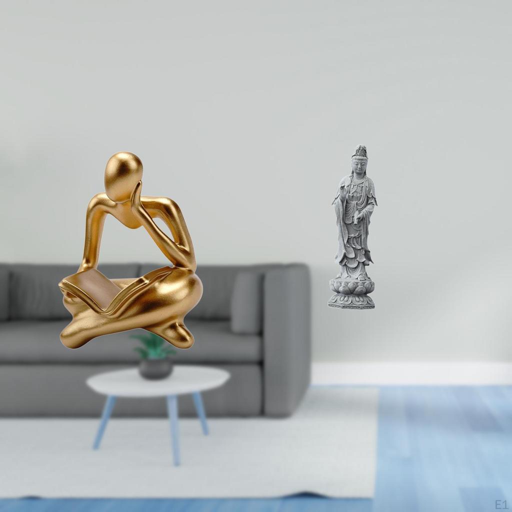 Abstract Thinker Guan Yin Statue Decoration for Tabletop Living Room Shelf Office Bookshelf Stone