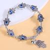 Blue Eye Bracelet Vintage Ethnic Style Fashion Hand Jewelry Silver Alloy for Women Daily Wear Gift