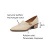 Fashion NEW Spring Women Loafers Pointed Toe Chunky Heel Shoes Genuine Leather Shoes for Women Concise High Heels Slip-on Women Pumps
