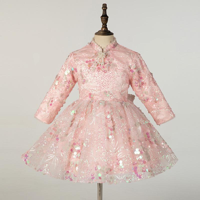 

Детское платье с пайетками, платье принцессы, детское платье Pengpeng с длинными рукавами для девочек