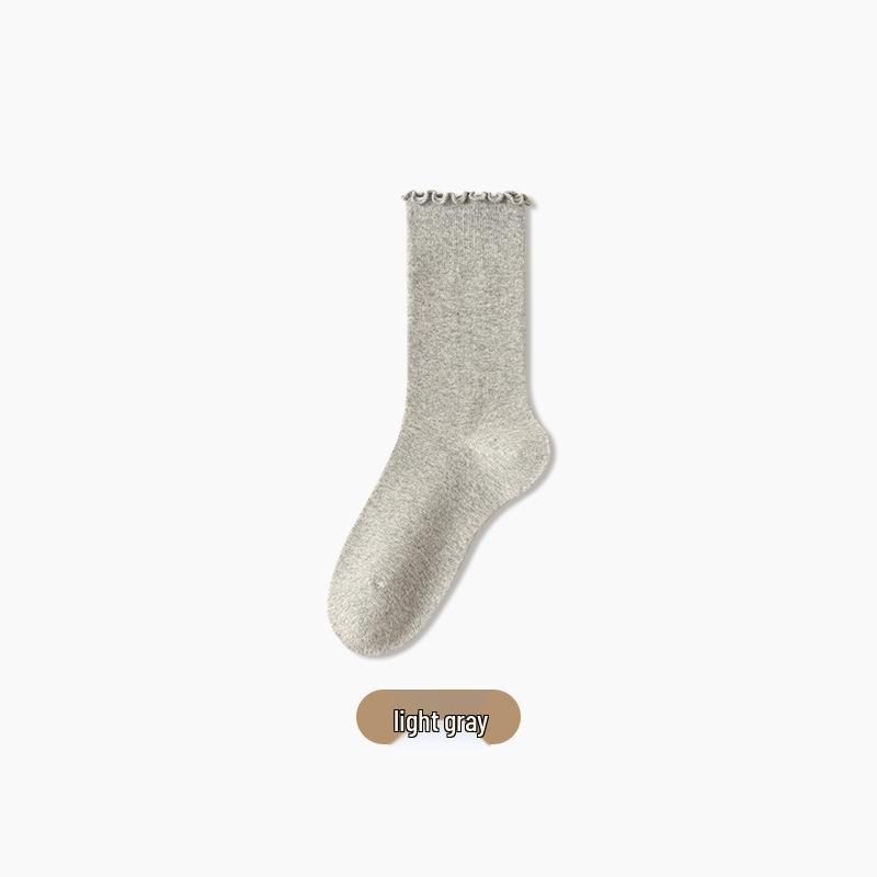Women's Lace Ruffle Mid-Calf Socks - Spring/Fall Style, Perfect with Birkenstocks, Postpartum-Friendly, Long Socks for Autumn/Winter