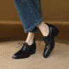 Fashion NEW Spring/Autumn Women Pumps Square ToeChunky Heel Shoes Concise GenuineLeather Shoes for Women Sewing Lace-up Handmade Shoes