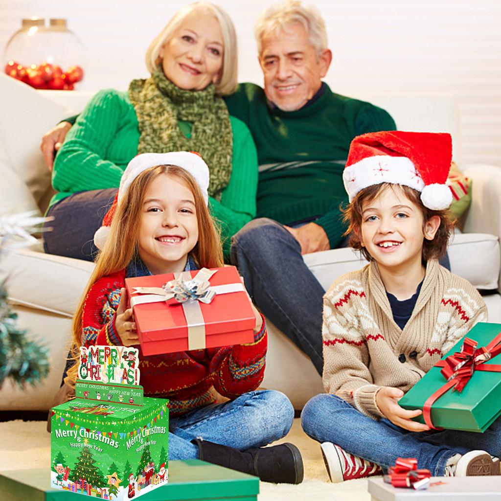 Тематическая вечеринка Рождественская подарочная коробка Дизайн дерева с зеленым градиентом Праздники