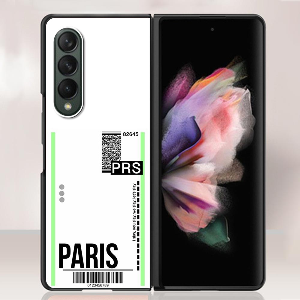 Zfold4 Case For Samsung Galaxy Z Fold3 Z Fold 3 5G Hard Slim Ultra-thin Shell Fly Ticket AIR Tickets Travel Label Country