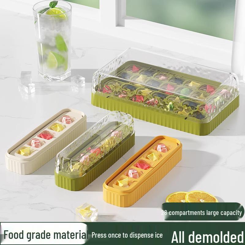 Mini Ice Cube Tray with Lid - Small Press Mold for Household Refrigerator Ice Storage