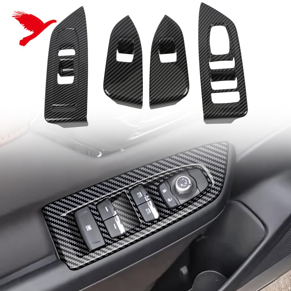 For Subaru Forester 2025 Car Interior Accessories Window Switch Cover Decor Trim Carbon Fiber Style Accessories Black Chrome 4PC