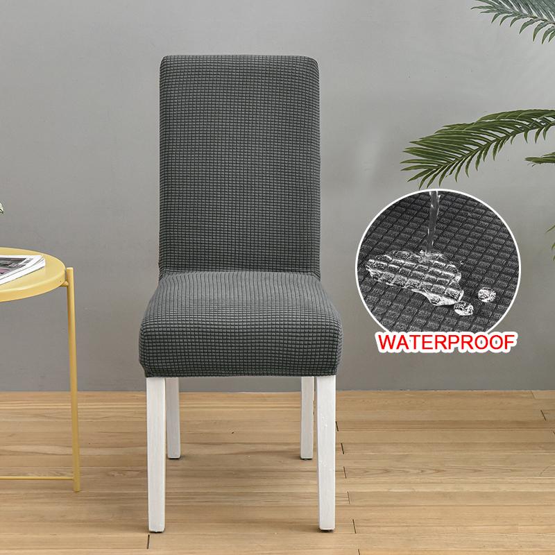Waterproof Jacquard Chair Cover For Dining Room Thick Fabric Chair Slipcover Protector Washable Seat Cover For El Banquet 1Pc