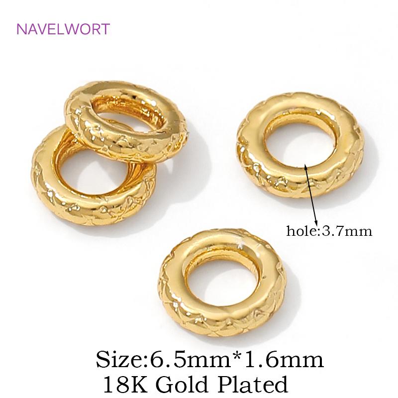 6.5mm*1.6mm 18K Gold Plated Brass Flat Spacer Beads For DIY Necklace Bracelet Making,Separators For Beads,Supplies For Jewelry