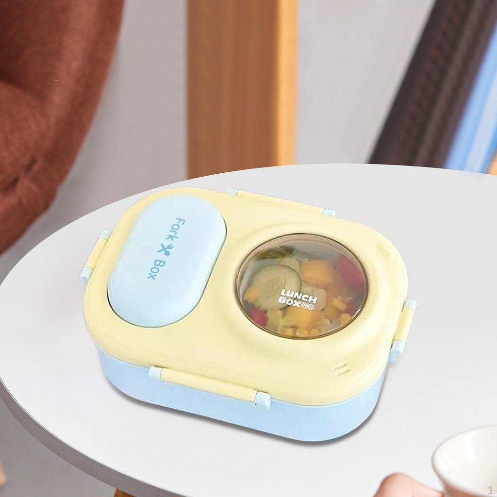Bento Box 3 Fächer Auslaufsicher Niedlich Persönlich Versiegeltes Besteck Lebensmittelbehälter für Camping