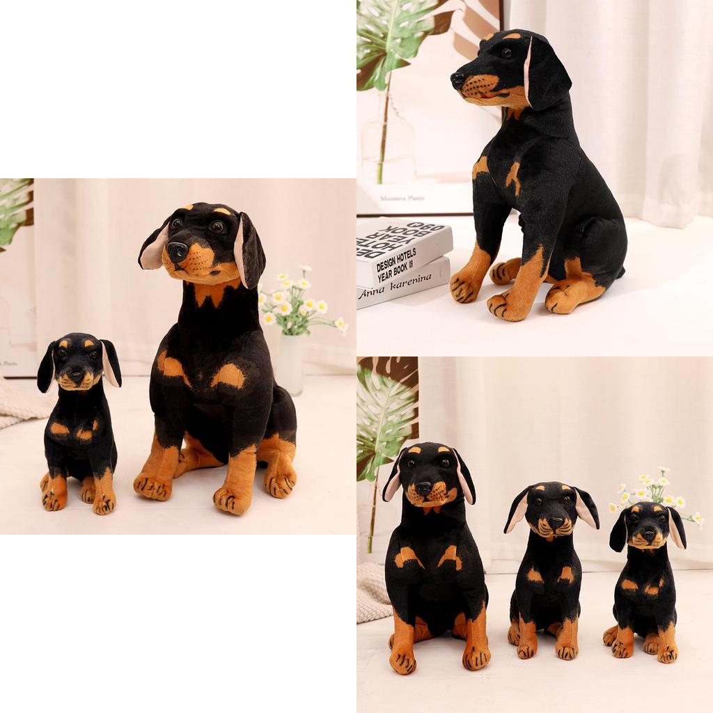 Lifelike Rottweiler Stuffed Animal Sitting Pose Plush Toy Small Dog Wildlife Park Keepsake Kids Present 30cm