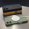 Schlanke, schlichte, matte Hülle aus weichem Leder mit kabelloser Ladefunktion und Magnetverschluss für MagSafe, passend für iPhone 16, 15, 14, 13, 12 Pro Max und 11, stoßfest
