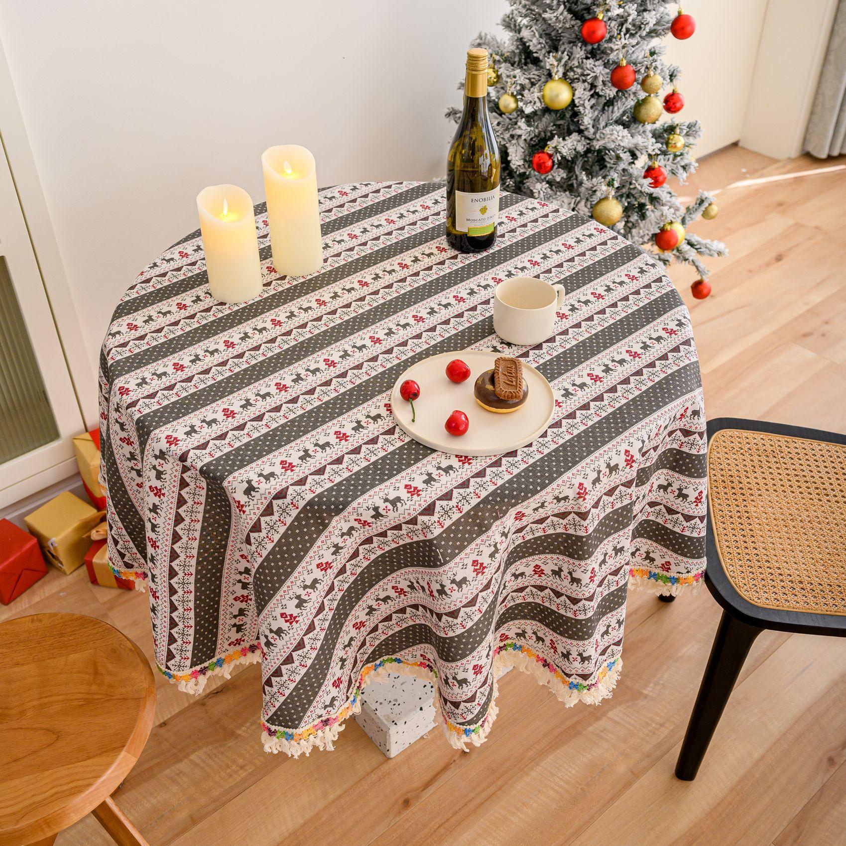 

Прямоугольная скатерть для обеденного стола в полоску, трехмерная вышивка, цветы, маленькая свежая накидка, скатерть, искусство, хлопок и лен 60*60cm