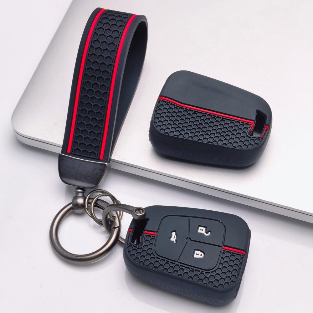 Silicone Key Fob Cover with Keychain for Chevrolet Cruze Aveo Orlando Captiva Spark for Opel Astra J Insignia Corsa D/E Antara Zafira Mokka, 3-button