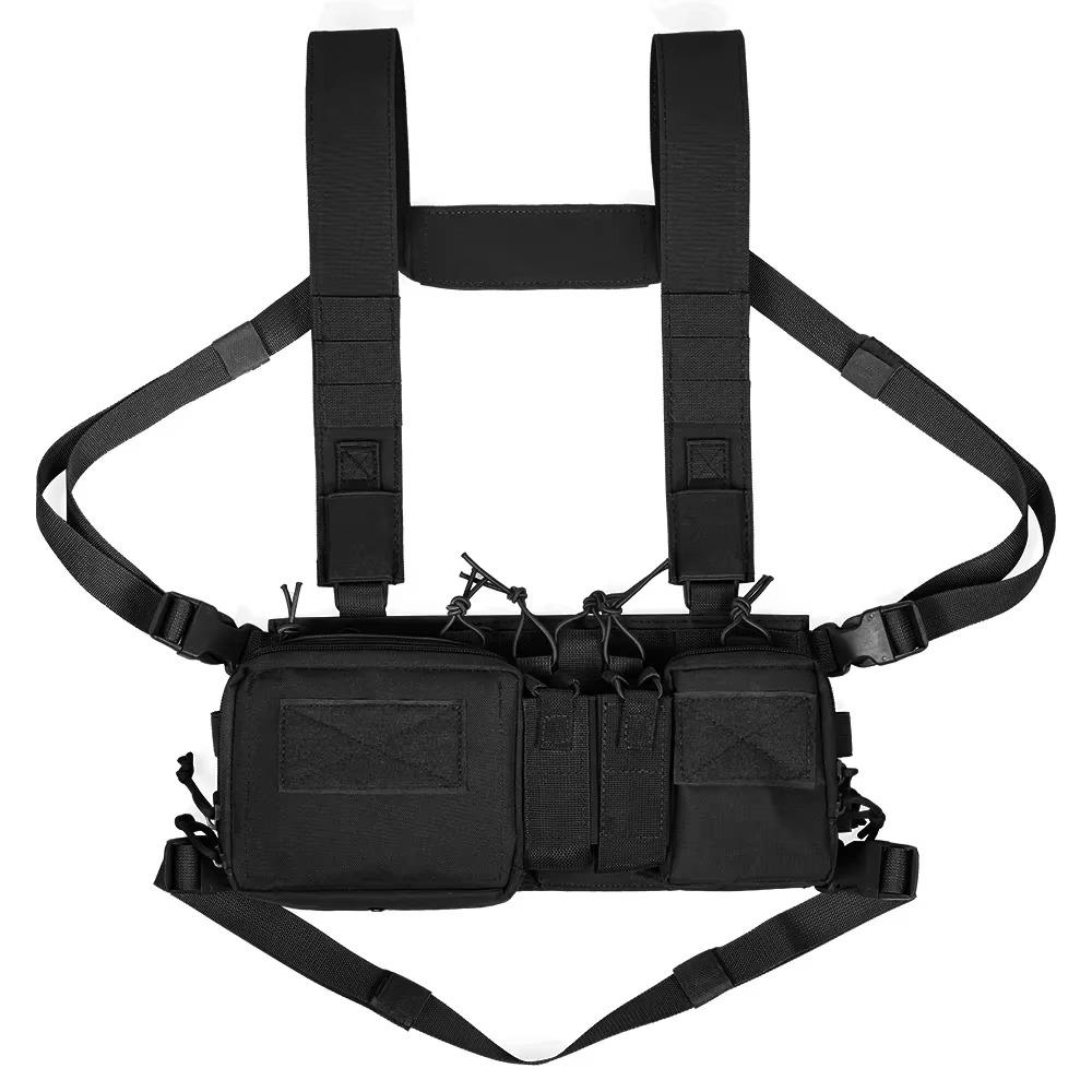 Taktische Brustweste Rig Bag Feldtrainingsweste Multifunktionaler Camouflage-Gurt mit Mehreren Taschen Outdoor Camping CS Match Pack