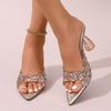 Fashion New Fashion Sequin Slip Flops 2025 Summer New Style Thin Heeled High Heeled Outwear Fashion Sandals Women's Slippers