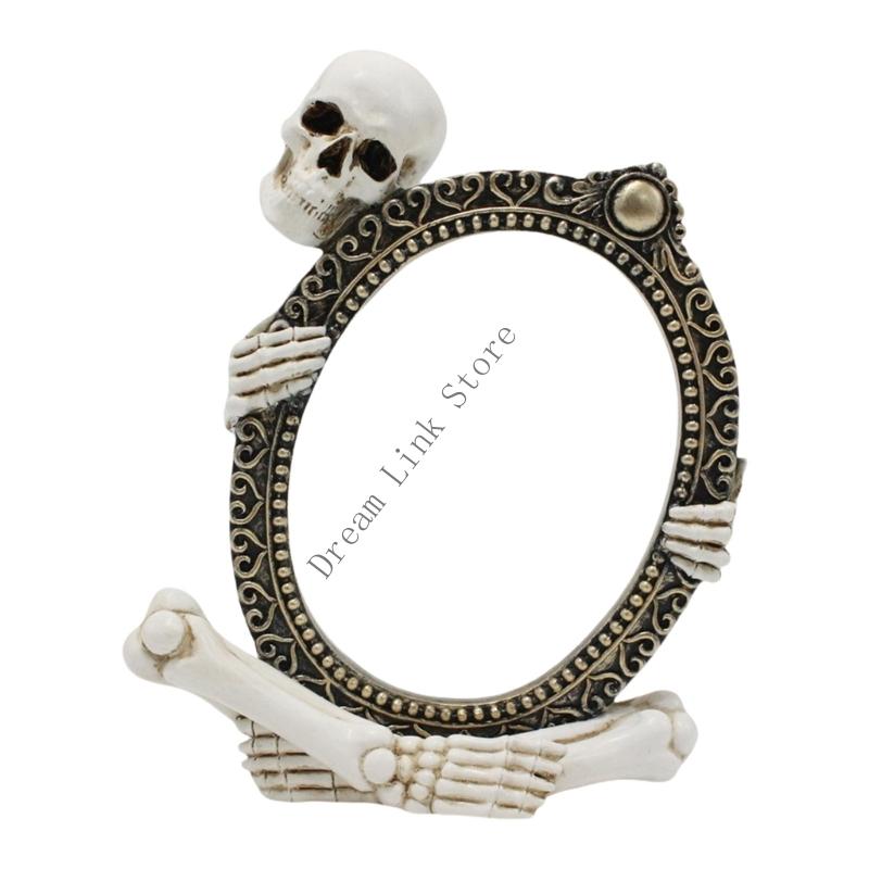 Resin Skeleton Picture Frame Ornament Realistic Gothic Decoration For Home Party Centerpieces Office Tabletop Display