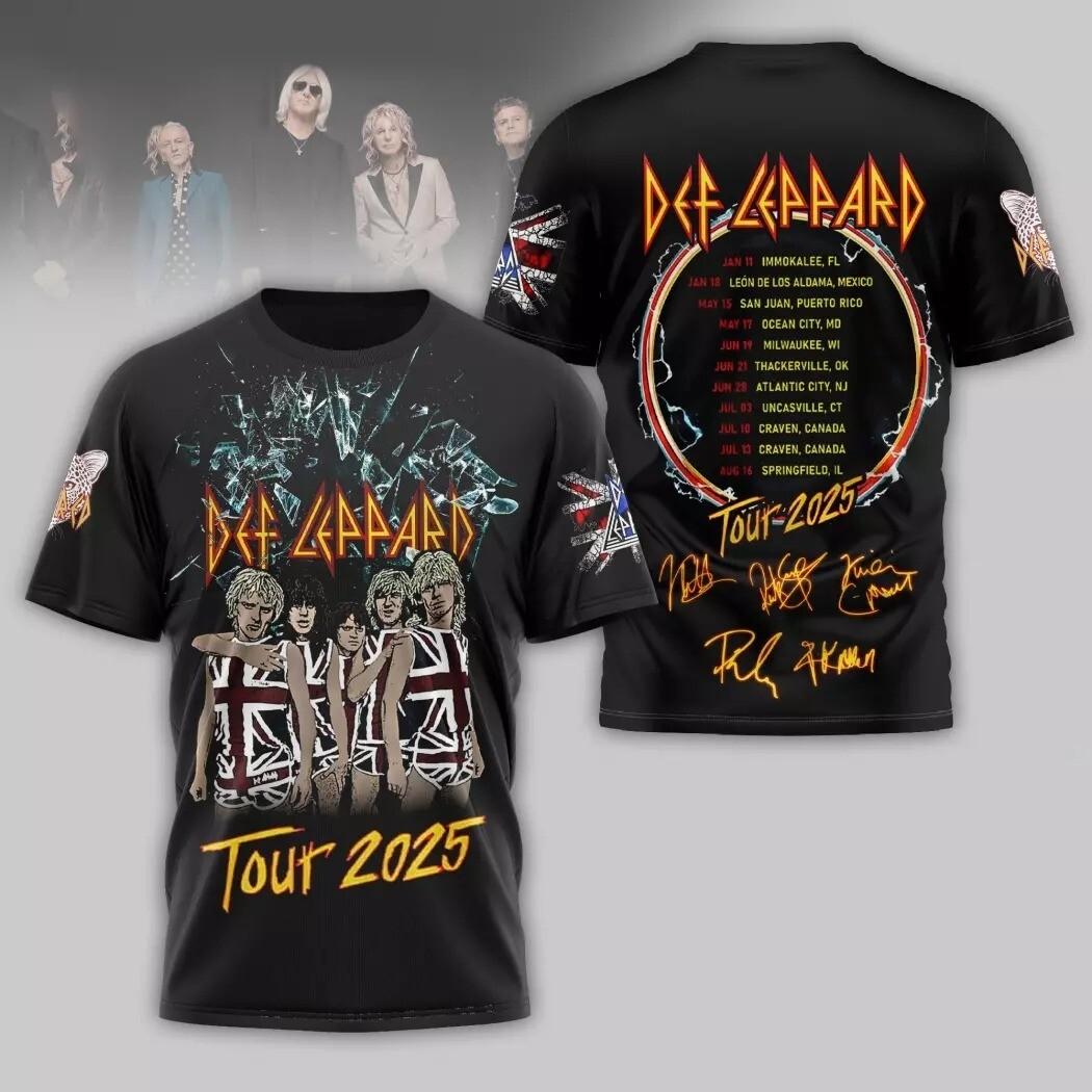 Def Leppard Tour 2026 Signature 3D T-Shirt XL