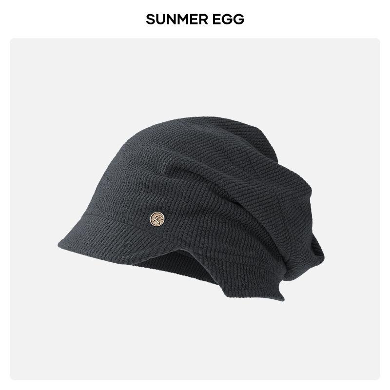 

Лицо маленькая шляпа женская осень и зима тонкая модная универсальная шапка-пуловер большой обхват головы шапка-стопка головная шляпа Average size (56-58cm)