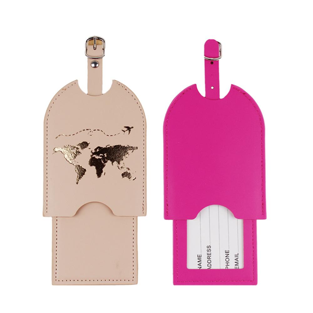 Push-pull Style Business Luggage Tag Hidden Airplane Boarding Pass Suitcase Hanger Set Leather Double-layer