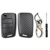 Kolfiberstil Fjärrnyckelskal Fodral Fob-skydd för VW Polo Golf 7 Tiguan Skoda Octavia Fabia Kodiaq Seat Nyckelring Nyckelring