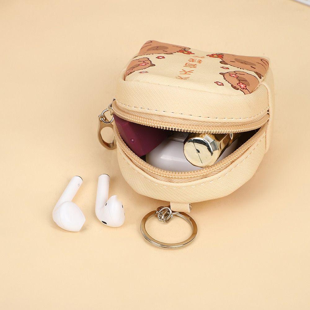 Small Capybara Coin Purse Pu Earphone Storage Bag Lovely Cartoon Leather Wallet Student