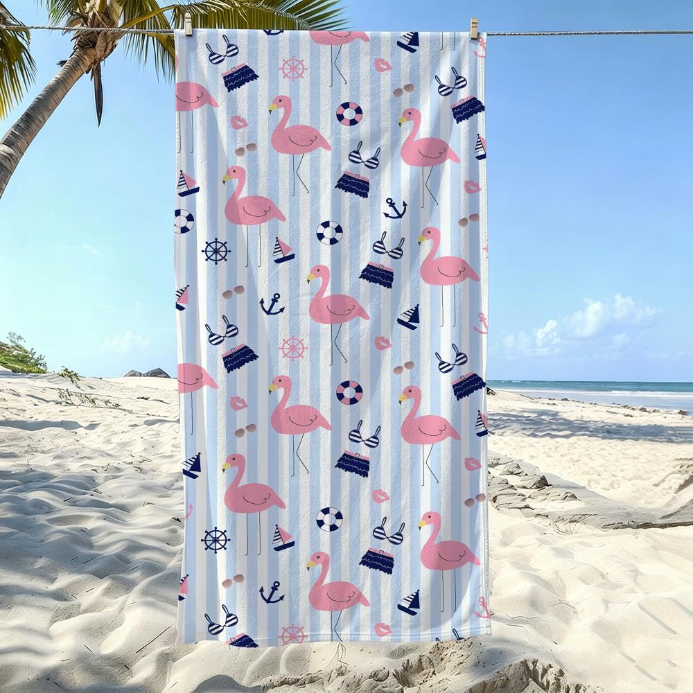 Bird F-Flamingos Towel Kids Microfiber Quick Dry Sandproof Towel, Boys Girls Summer Pool Beach Swim Towel