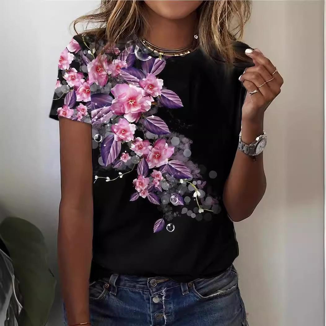 

Женская летняя свободная повседневная футболка с круглым вырезом и короткими рукавами с 3D-принтом 6XL