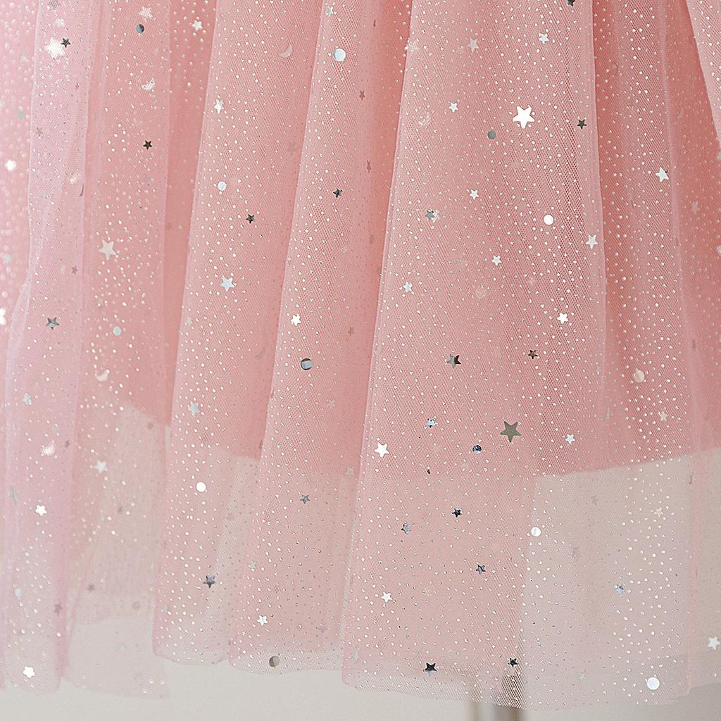 European & American One-Shoulder Sequin Princess Dress for Kids - Evening Mesh Puffy Skirt
